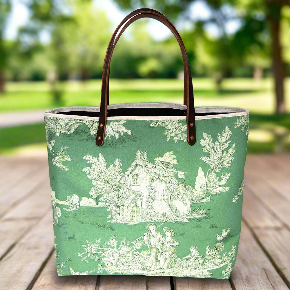 Vintage Emerald Toile All Day Tote