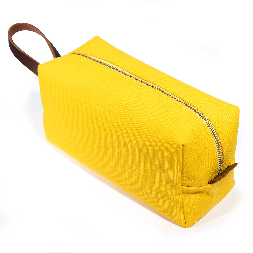 Solar Yellow Solid Canvas Travel Toiletry Dopp Kit Bag