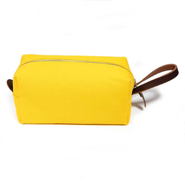 Solar Yellow Solid Canvas Travel Toiletry Dopp Kit Bag
