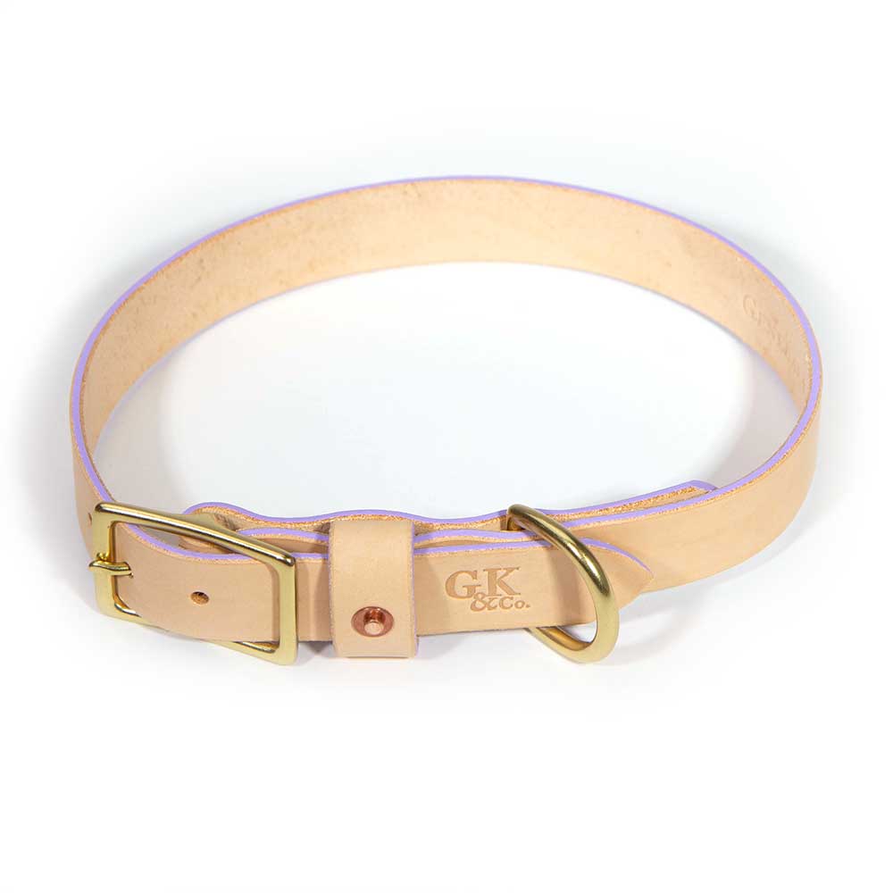 General Knot & Co. Dog Collars Blonde Leather Dog Collar -Lilac