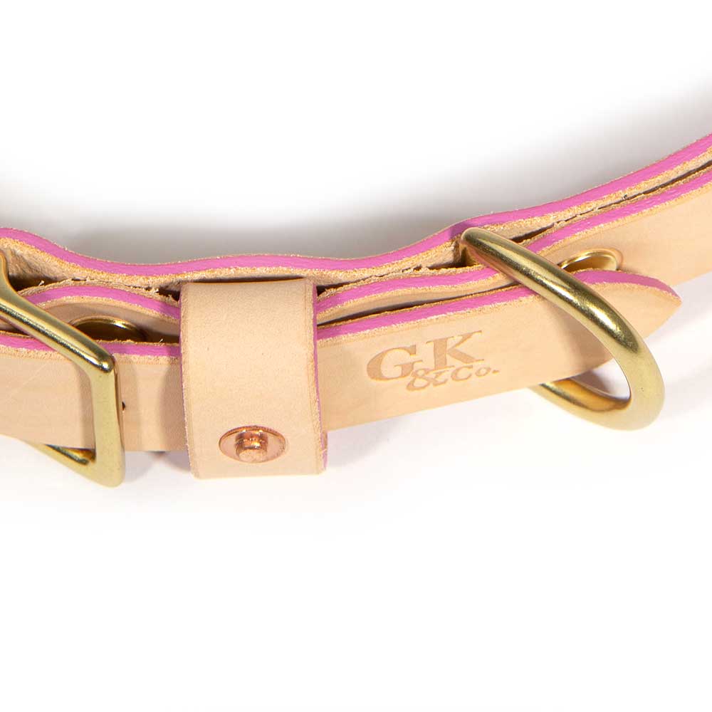 General Knot & Co. Dog Collars Small / Petal Pink Blonde Leather Dog Collar -Petal Pink