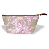 Sand and Rose Toile Travel Clutch