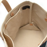 interior japanese denim mini tote with blonde leather handles