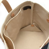 interior japanese denim mini tote with blonde leather handles