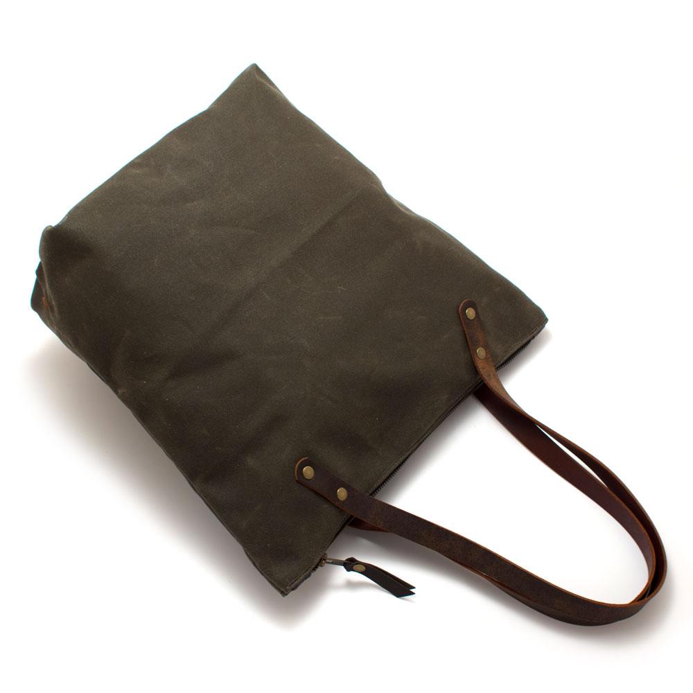 General Knot & Co. Bags One Size / Green Army Green Waxed Canvas Portfolio Tote