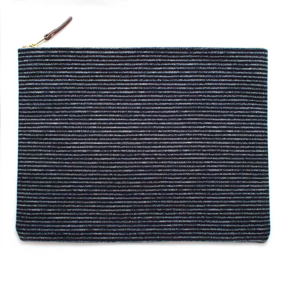 General Knot & Co. Bags One Size / Navy Japanese Indigo Chalk Stripe Laptop Sleeve/Carryall-Large