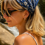 Blue Rosette Block Print Bandana