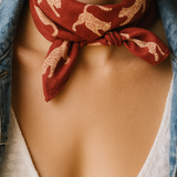 Red Roaming Tigers Block Print Bandana