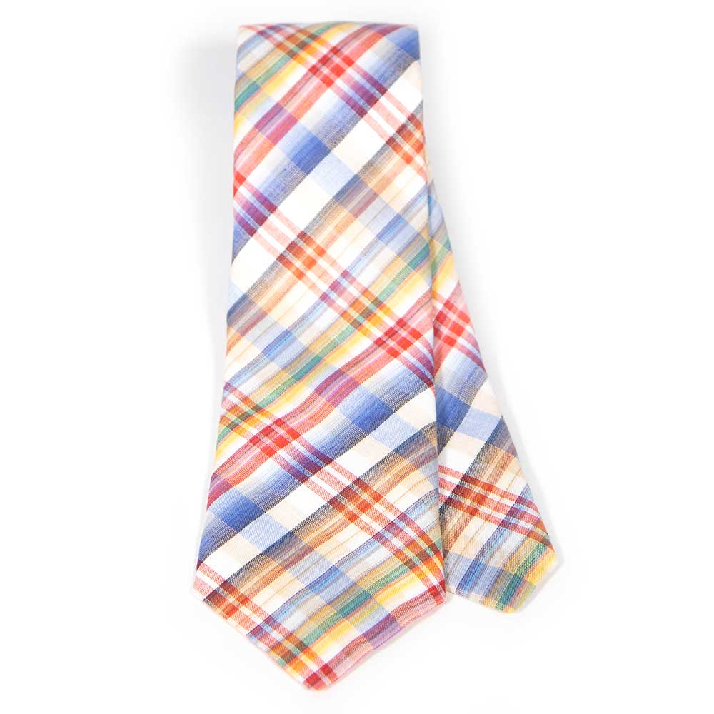 General Knot & Co. Neckties 2.9" W x 58" L / White 1940 Cowboy Plaid Necktie