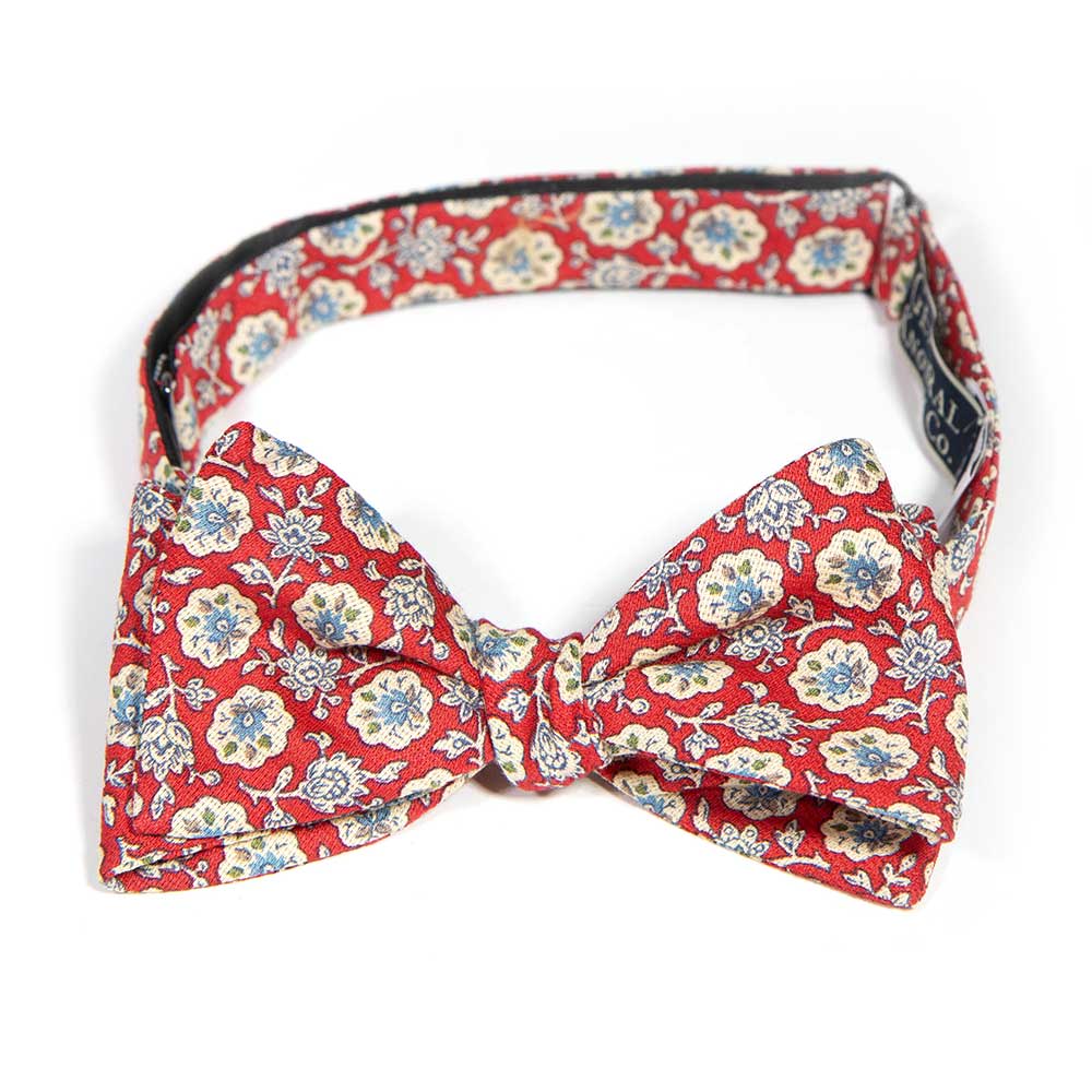 Scarlet Victorian Foulard Floral Bow Tie