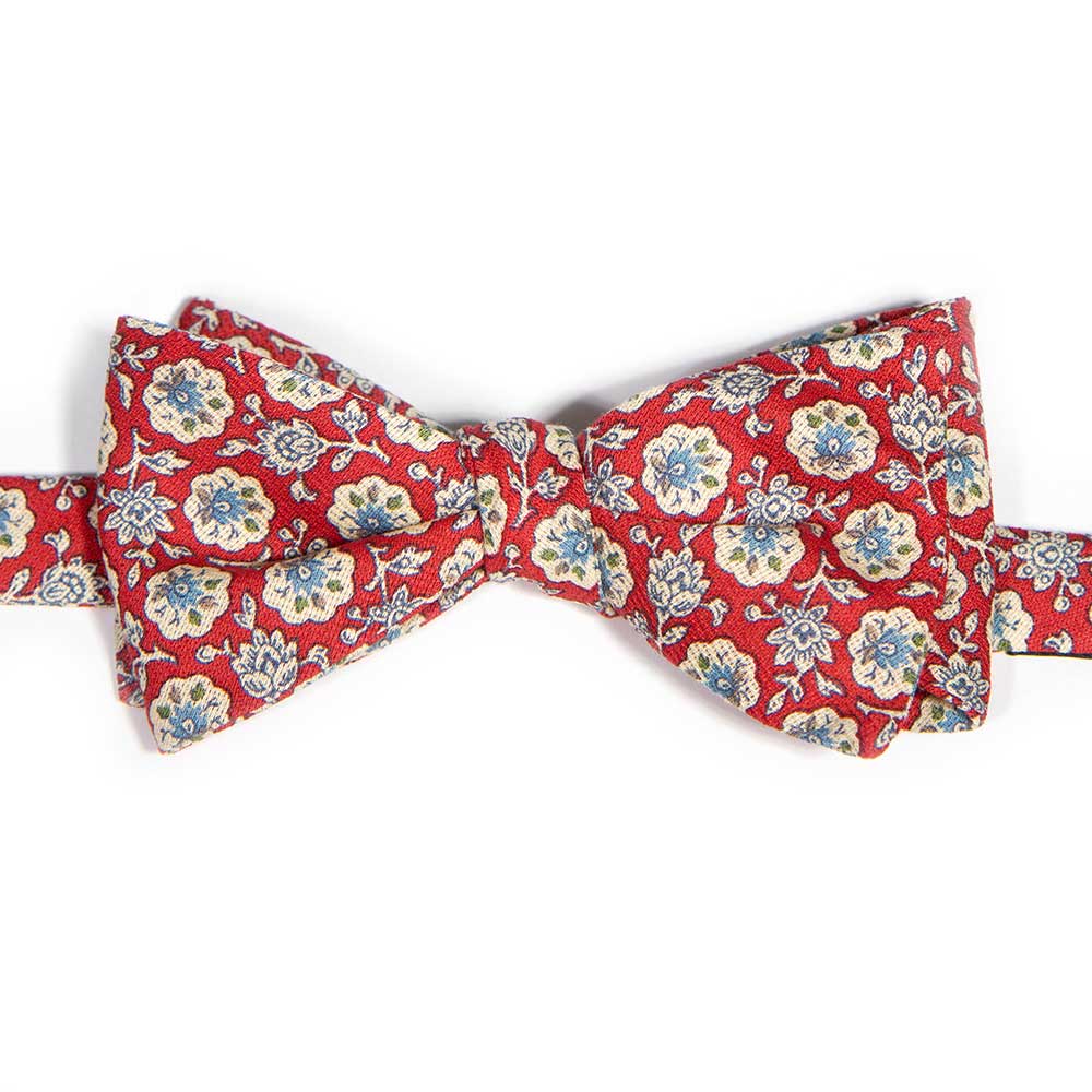 Scarlet Victorian Foulard Floral Bow Tie