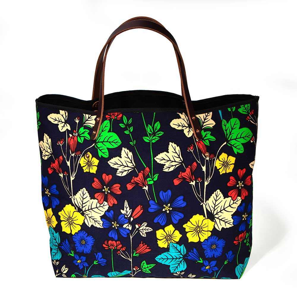 General Knot & Co. Bags One Size / Black Art House Garden African Wax Print All Day Tote