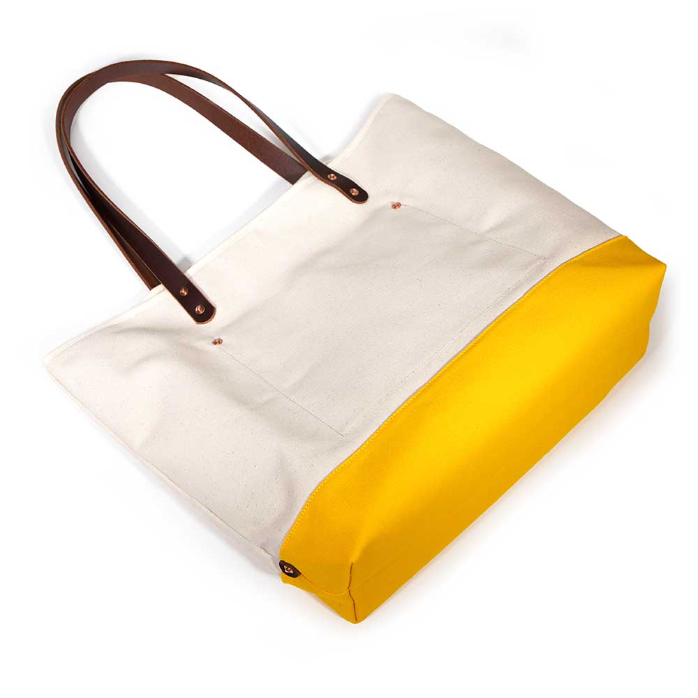 All Day Canvas Bucket Tote-Natural/Solar Yellow
