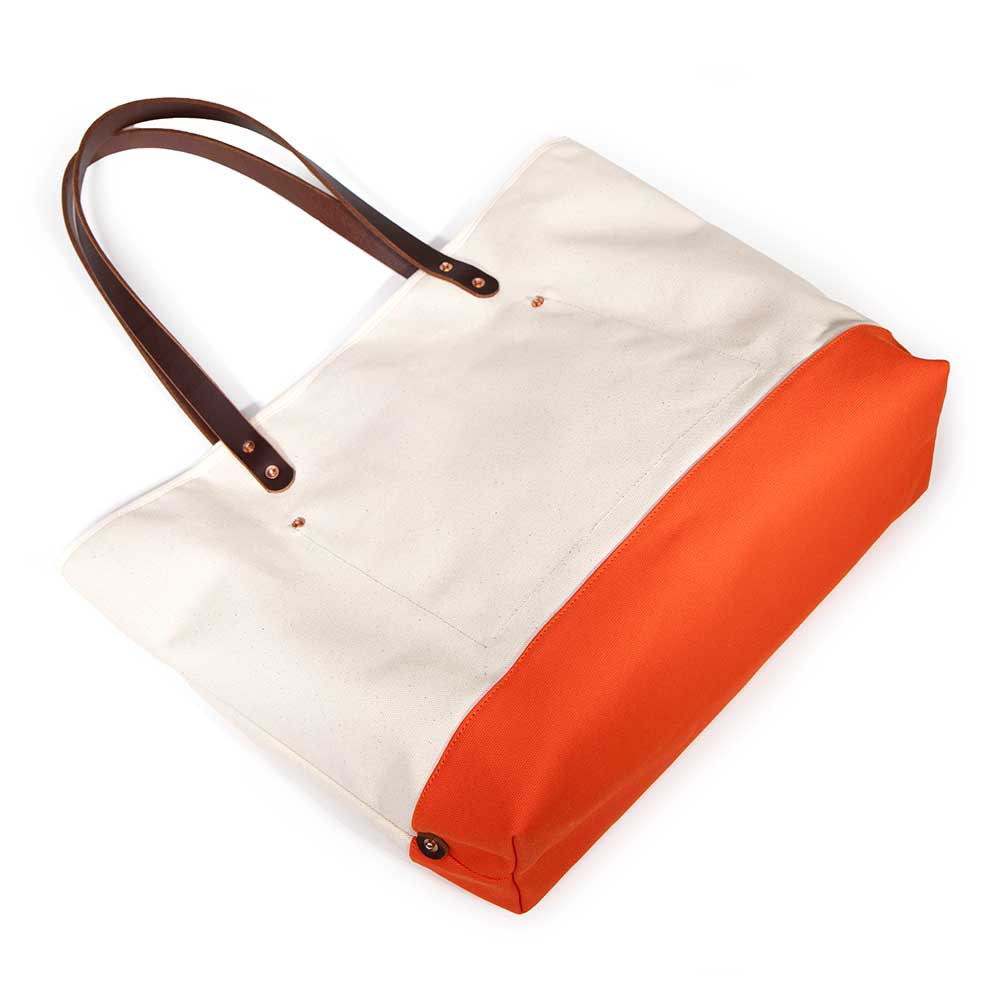 All Day Canvas Bucket Tote-Natural/Flame Orange