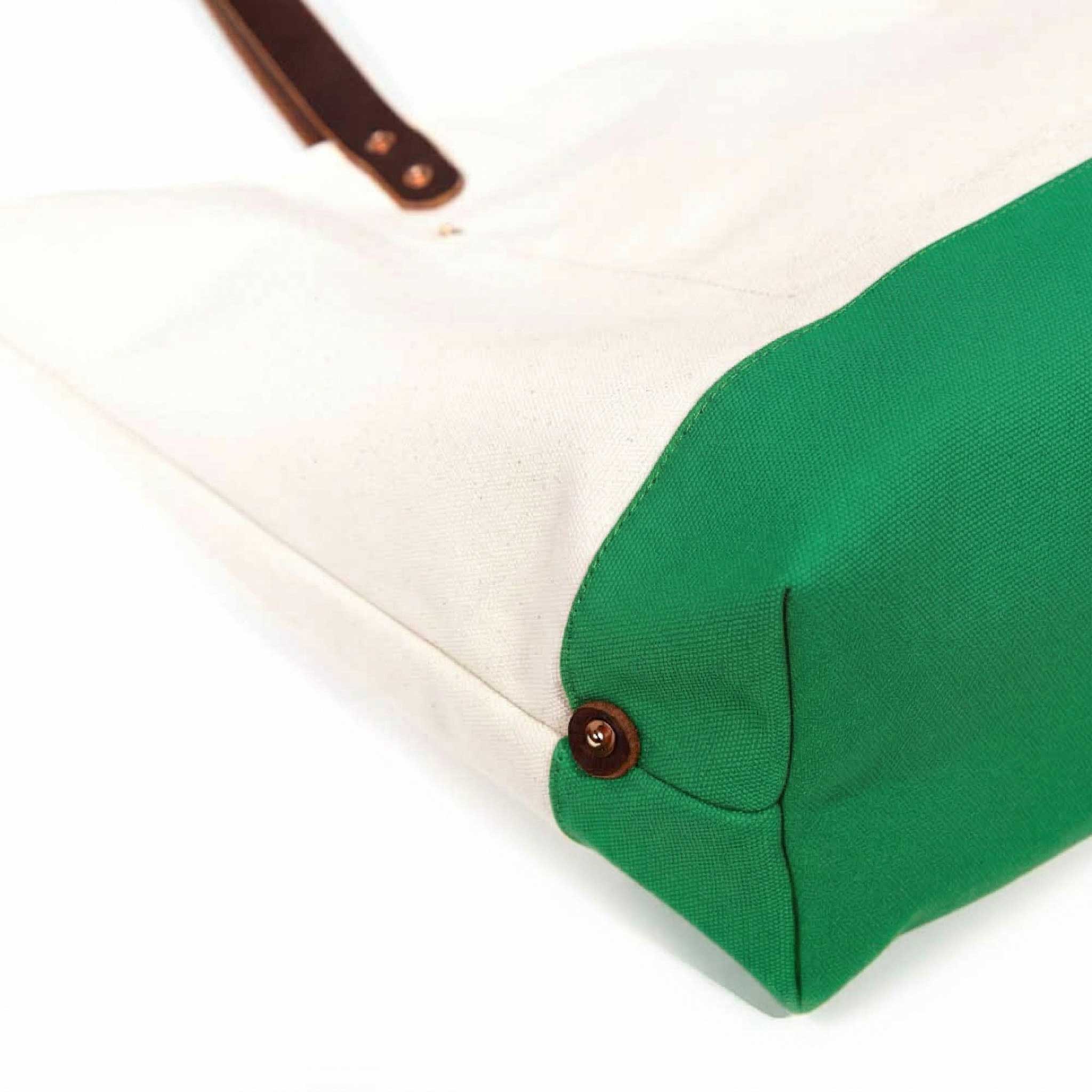 All Day Canvas Tote- Natural/Kelly Green