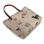 Dog Park All Day Tote laid flat with handles extended, showing the full width of the print