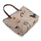 Dog Park All Day Tote laid flat with handles extended, showing the full width of the print