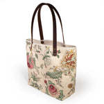 Botanique All Day Tote at an angle, showing the depth of the bag and the riveted handle attachment