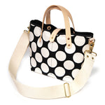 shoulder strap Bold black and white oversized dot print tote with blonde leather handles