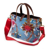 Luxe Velvet Mini Tote - Duck Egg Blue Botanical Print