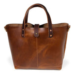 brown leather mini tote with brown leather handles