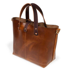brown leather mini tote with brown leather handles