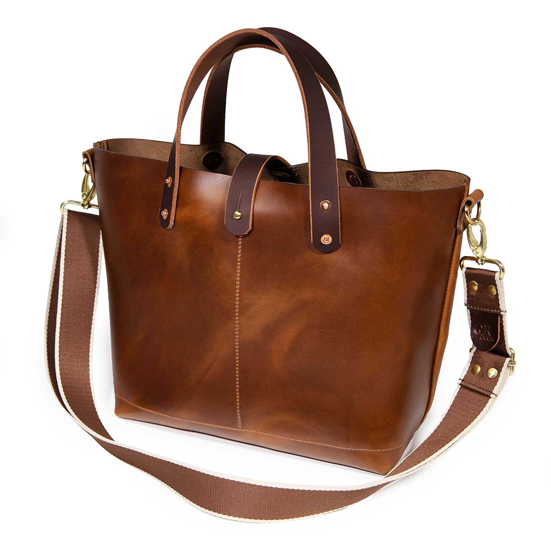 shoulder strap brown leather mini tote with brown leather handles