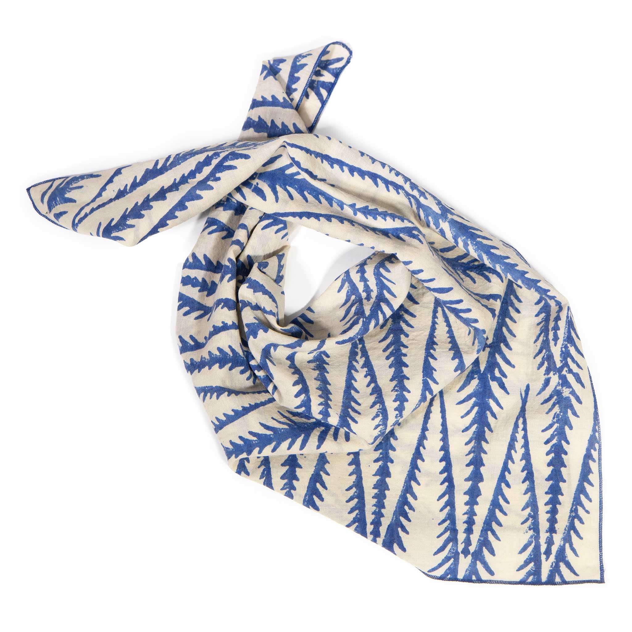 Blue Geo Block Print Bandana