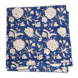 Blue Rosette Block Print Bandana