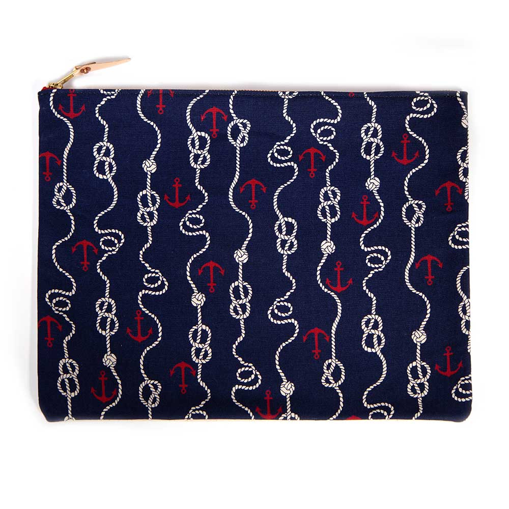 General Knot & Co. Apparel & Accessories One Size / Multi/Navy Nautical Navy Laptop Sleeve- Large