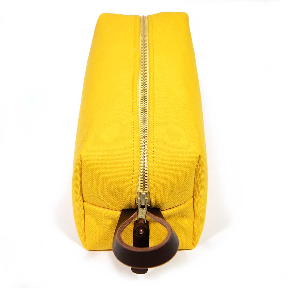 Solar Yellow Solid Canvas Travel Toiletry Dopp Kit Bag