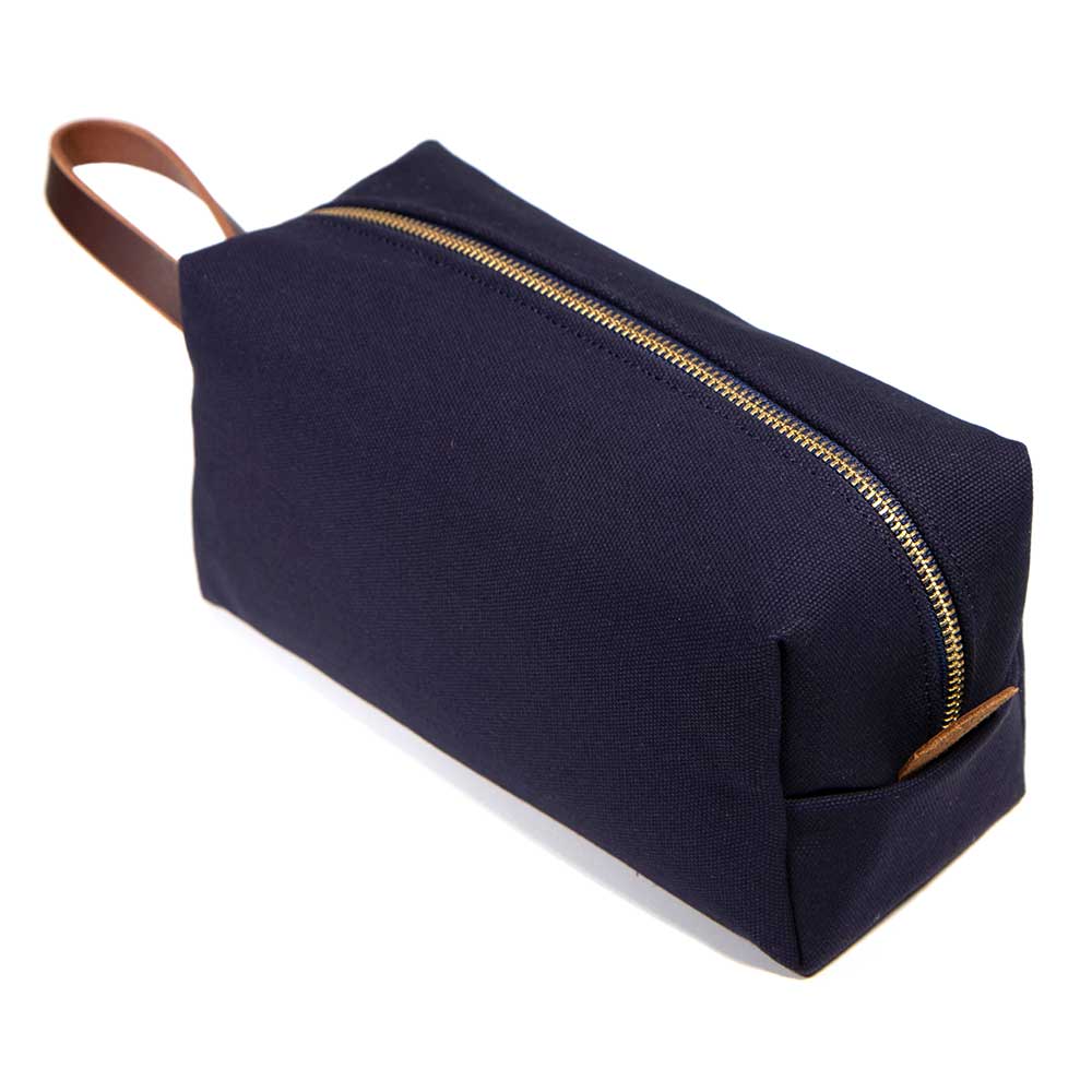 Navy Blue Solid Canvas Travel Toiletry Dopp Kit Bag