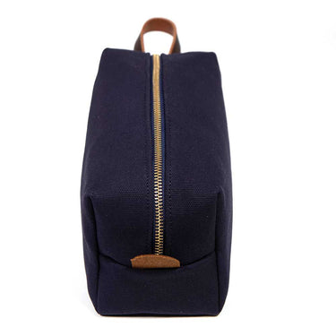Navy Blue Solid Canvas Travel Toiletry Dopp Kit Bag