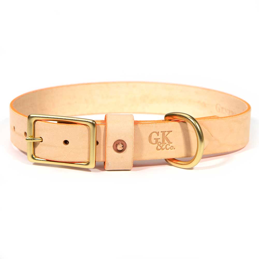 General Knot & Co. Dog Collars Blonde Leather Dog Collar - Neon Orange