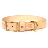 General Knot & Co. Dog Collars Blonde Leather Dog Collar - Neon Orange