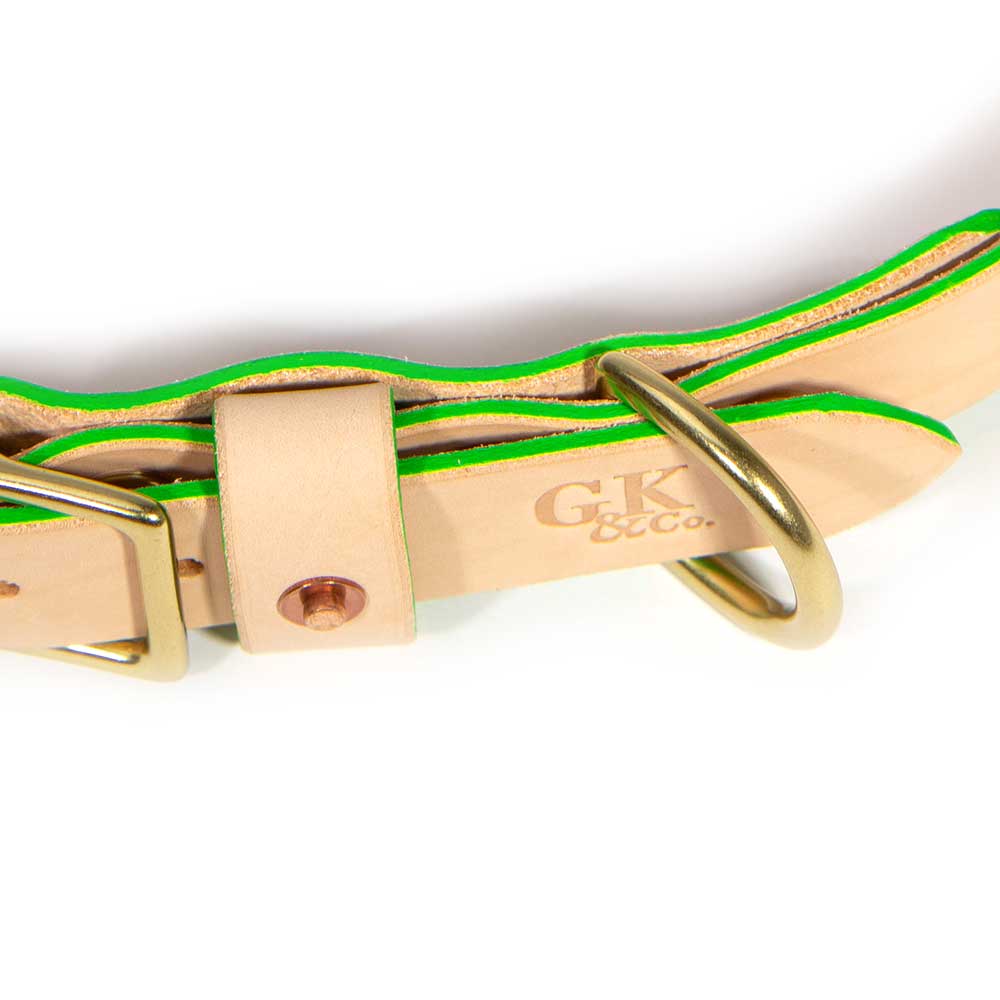 General Knot & Co. Dog Collars Small / Neon Green Blonde Leather Dog Collar - Neon Green
