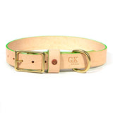 General Knot & Co. Dog Collars Blonde Leather Dog Collar - Neon Green