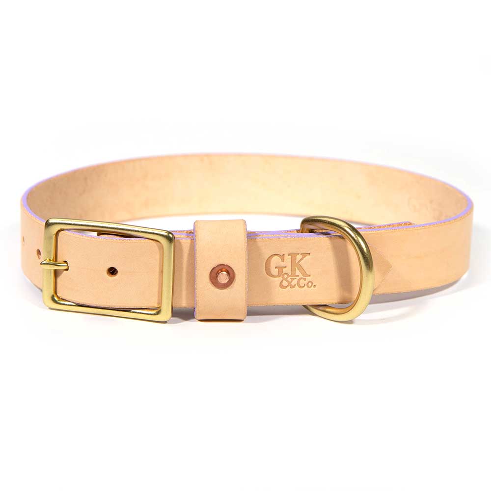 General Knot & Co. Dog Collars Blonde Leather Dog Collar -Lilac