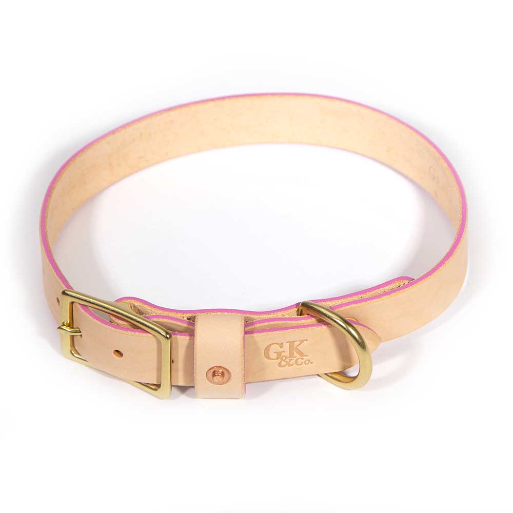 General Knot & Co. Dog Collars Blonde Leather Dog Collar -Petal Pink