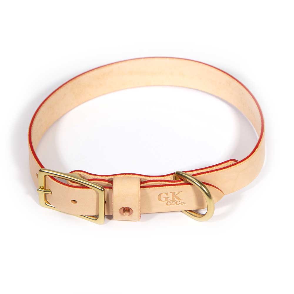 General Knot & Co. Dog Collars Blonde Leather Dog Collar -Fire Red