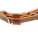 Brown Bridle Leather Dog Collar - Neon Orange