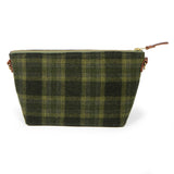 Everyday Wool Clutch in Moss Check, front view of the moss and olive green wool plaid
