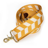 Cotton Chevron Webbing Cross Body/Shoulder Strap- Gold/Ivory