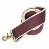 Cotton Striped Webbing Cross Body/Shoulder Strap- Burgundy/Ivory