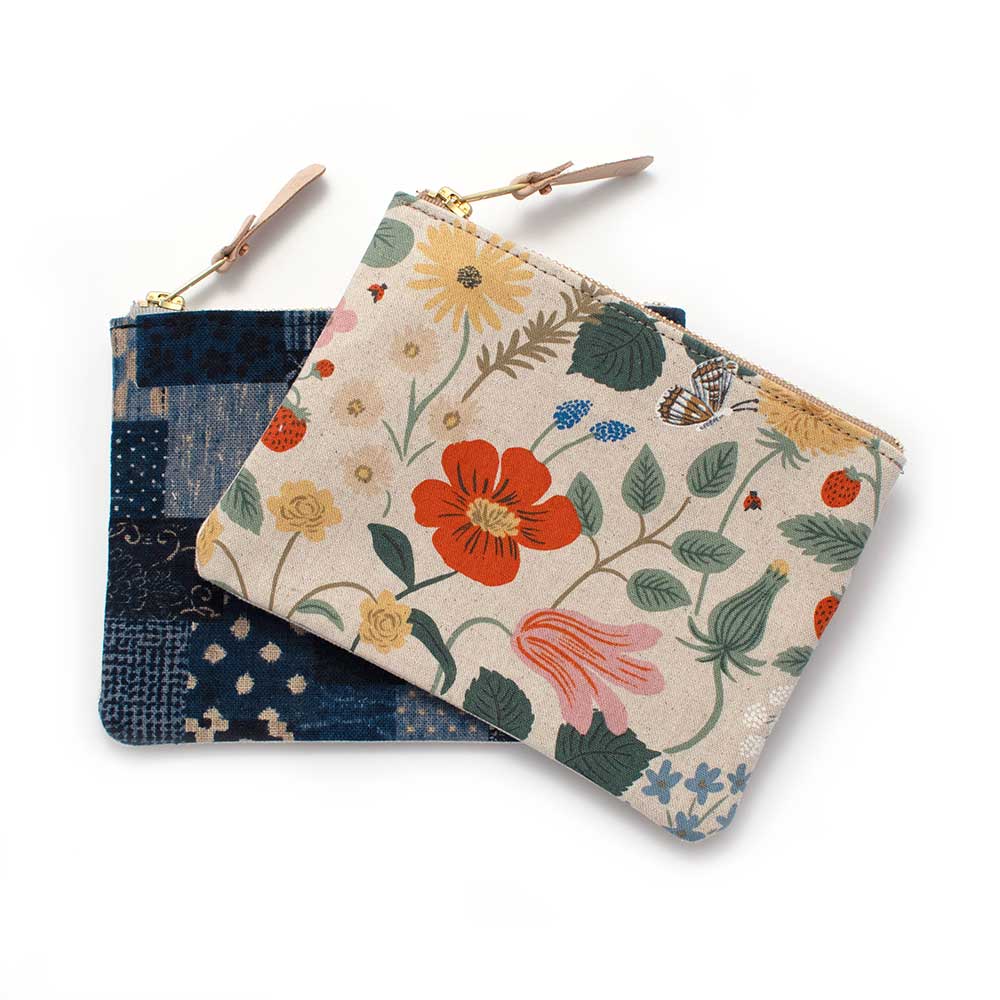 General Knot & Co. Apparel & Accessories One Size / Blue/Natural Japanese Patchwork Print Zipper Pouch