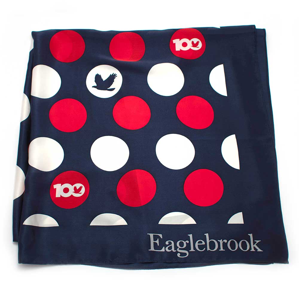 EB Scarves 90 cm x 90 cm / Navy/Red/White / 100% Silk Eaglebrook Silk Scarf