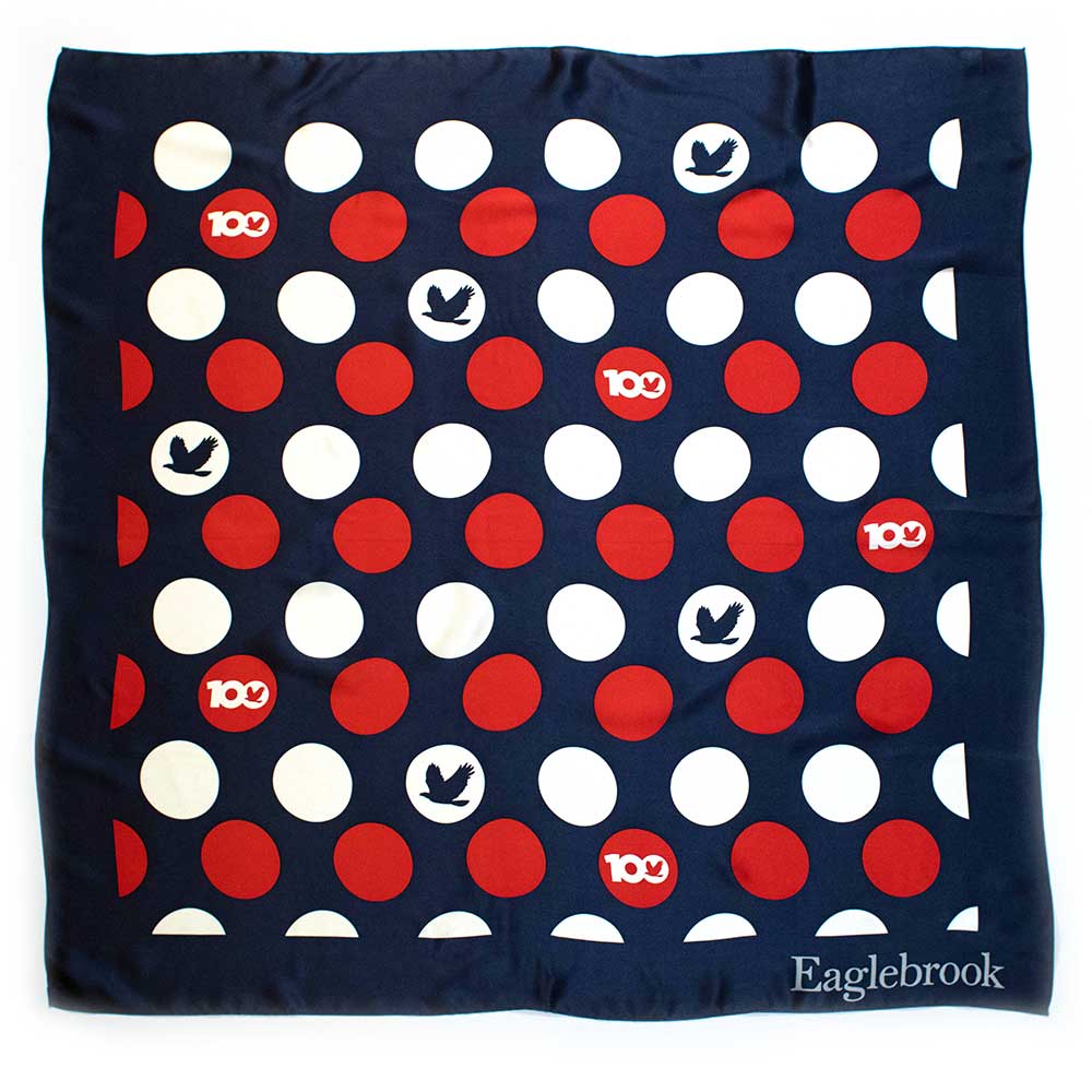EB Scarves 90 cm x 90 cm / Navy/Red/White / 100% Silk Eaglebrook Silk Scarf