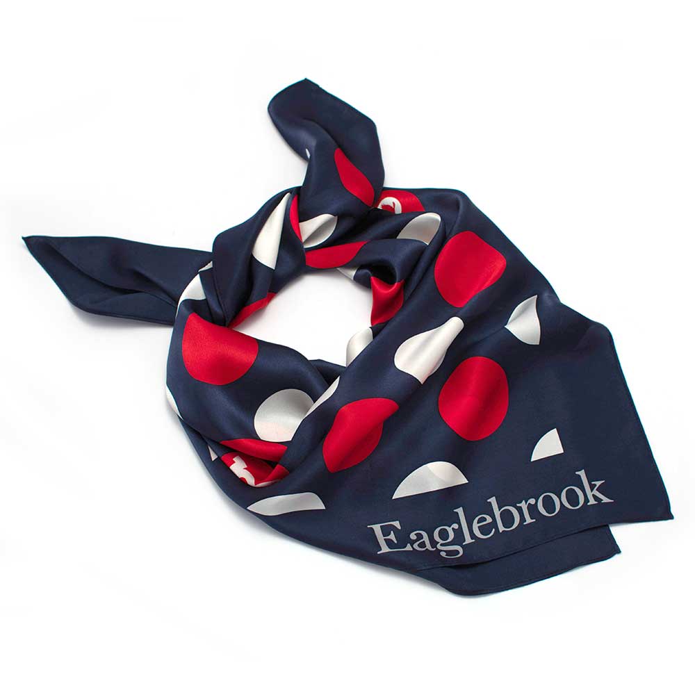 EB Scarves 90 cm x 90 cm / Navy/Red/White / 100% Silk Eaglebrook Silk Scarf