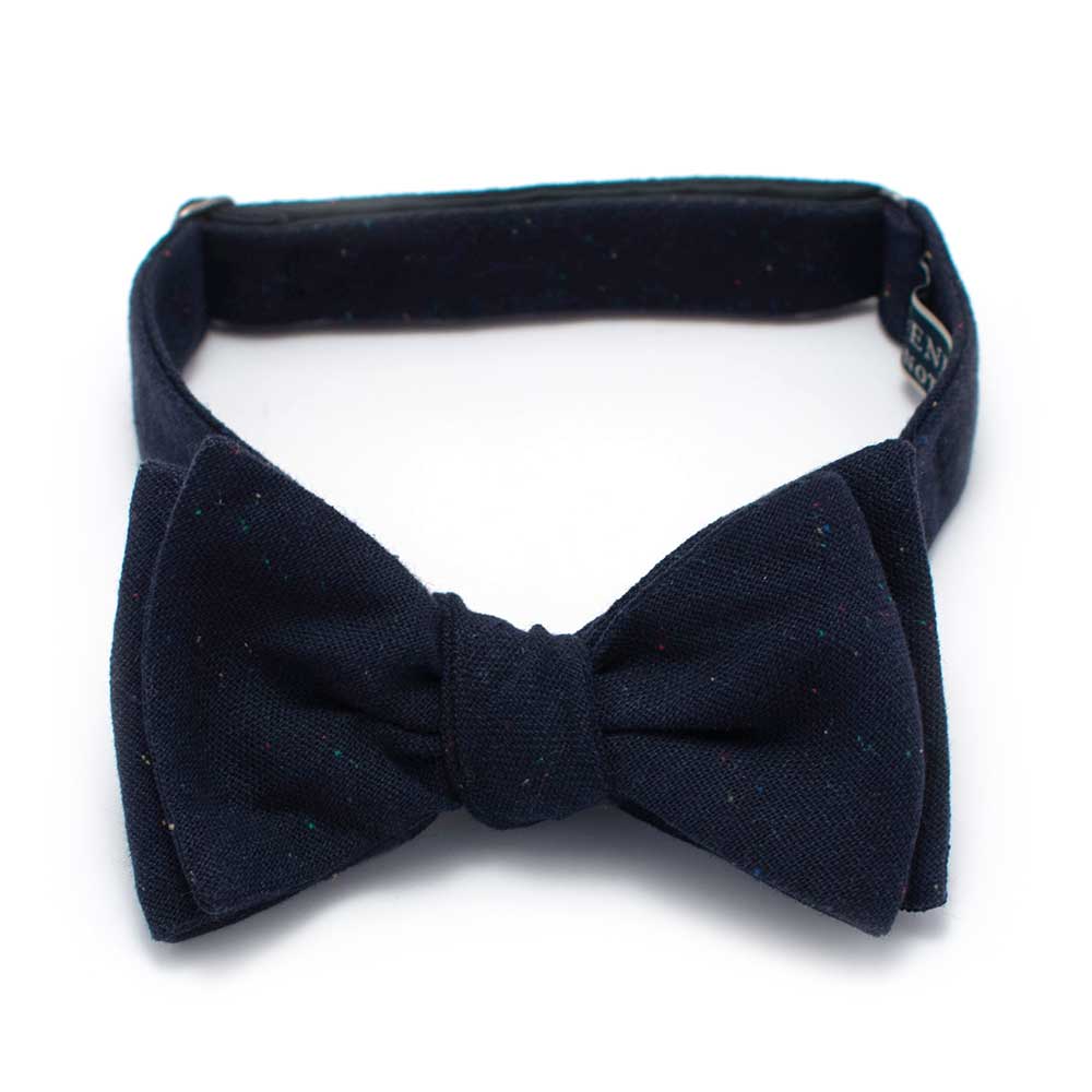 General Knot & Co. Self-Tied Classic Bow Tie 2.5" at Widest 2.5" Width/ adjustable band / Navy Navy Fleck Bow