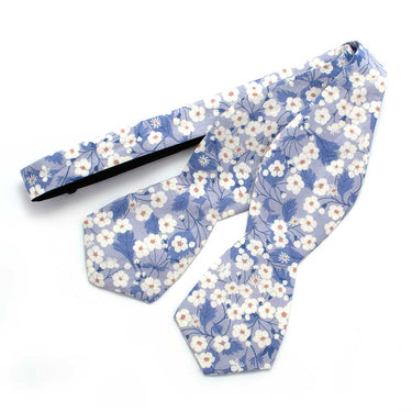 General Knot & Co. Self-Tied Diamond Point Bow 2.5" at widest 2.5" W- 13.5"- 18.5" adjustable band / Blue Multi Misty Floral Bow